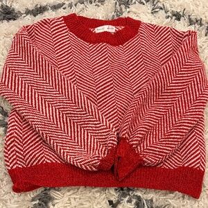 Hazel Moon Red & White Chevron Crewneck Sweater - Women